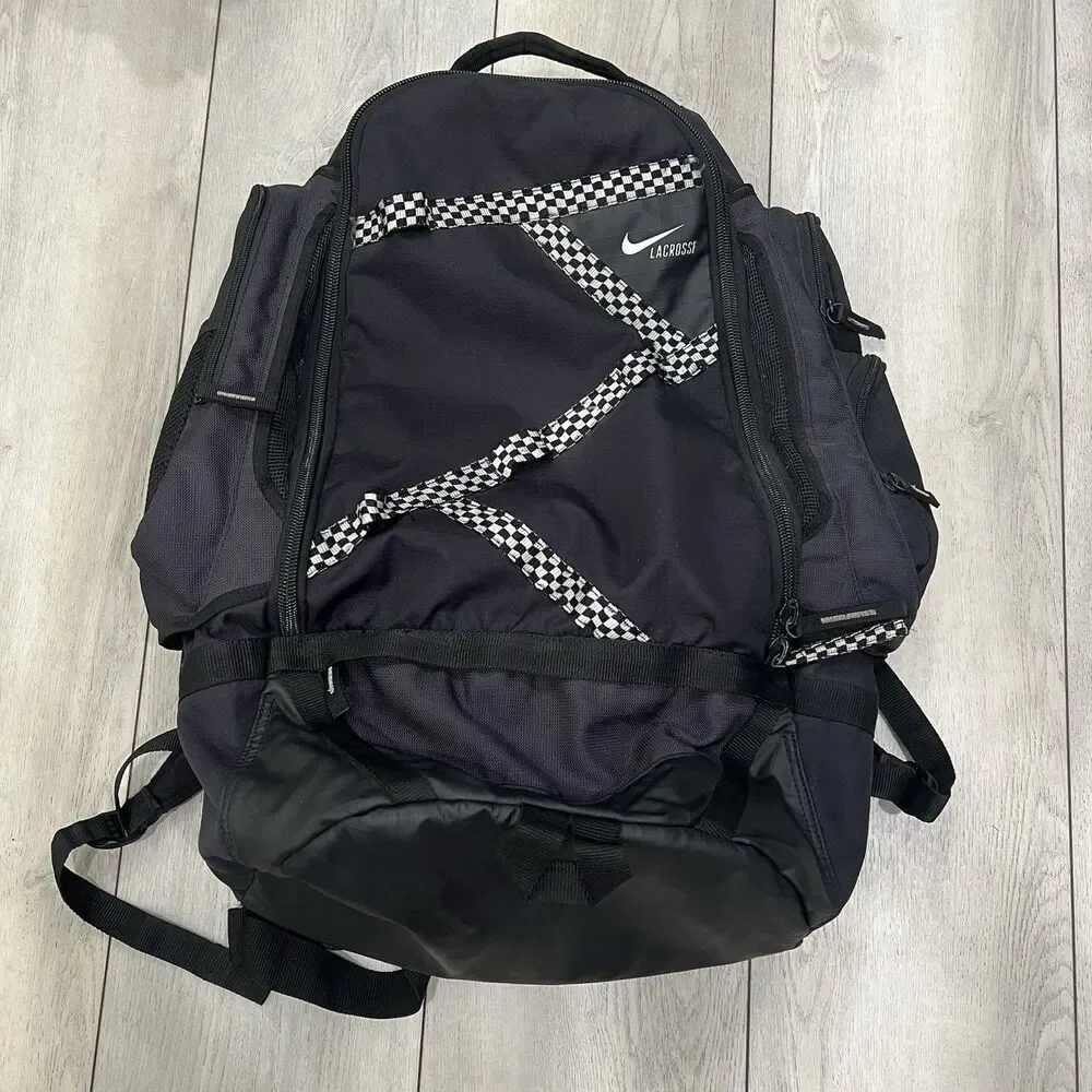 Nike Face-Off Lacrosse XL Equipment Backpack Black Nylon, Pockets, Insulated